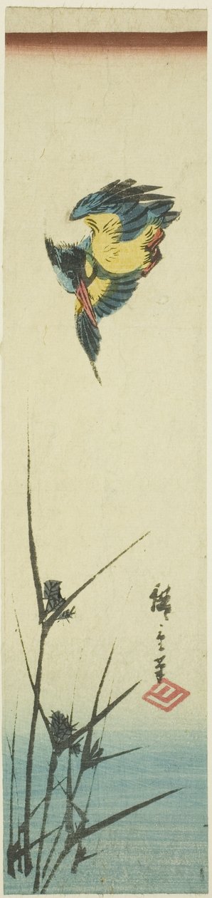 Kungsfiskare och vass av Utagawa Hiroshige