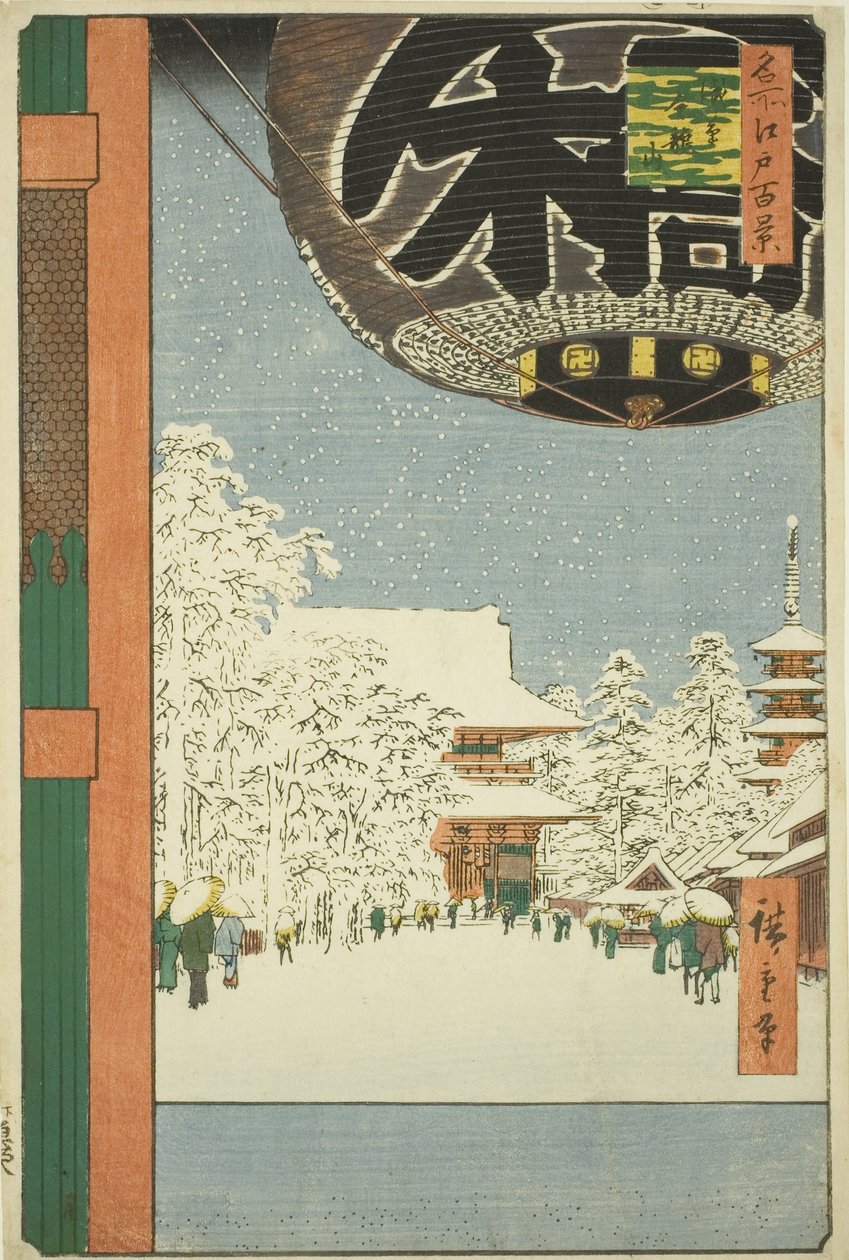 Kinryu kvarvarande hand MP på Asakusa (Asakusa Kinryu kvar), från serien "Ridge for d re d fa net s view ws of Edo (E hundra berömda vyer av Edo)" av Utagawa Hiroshige