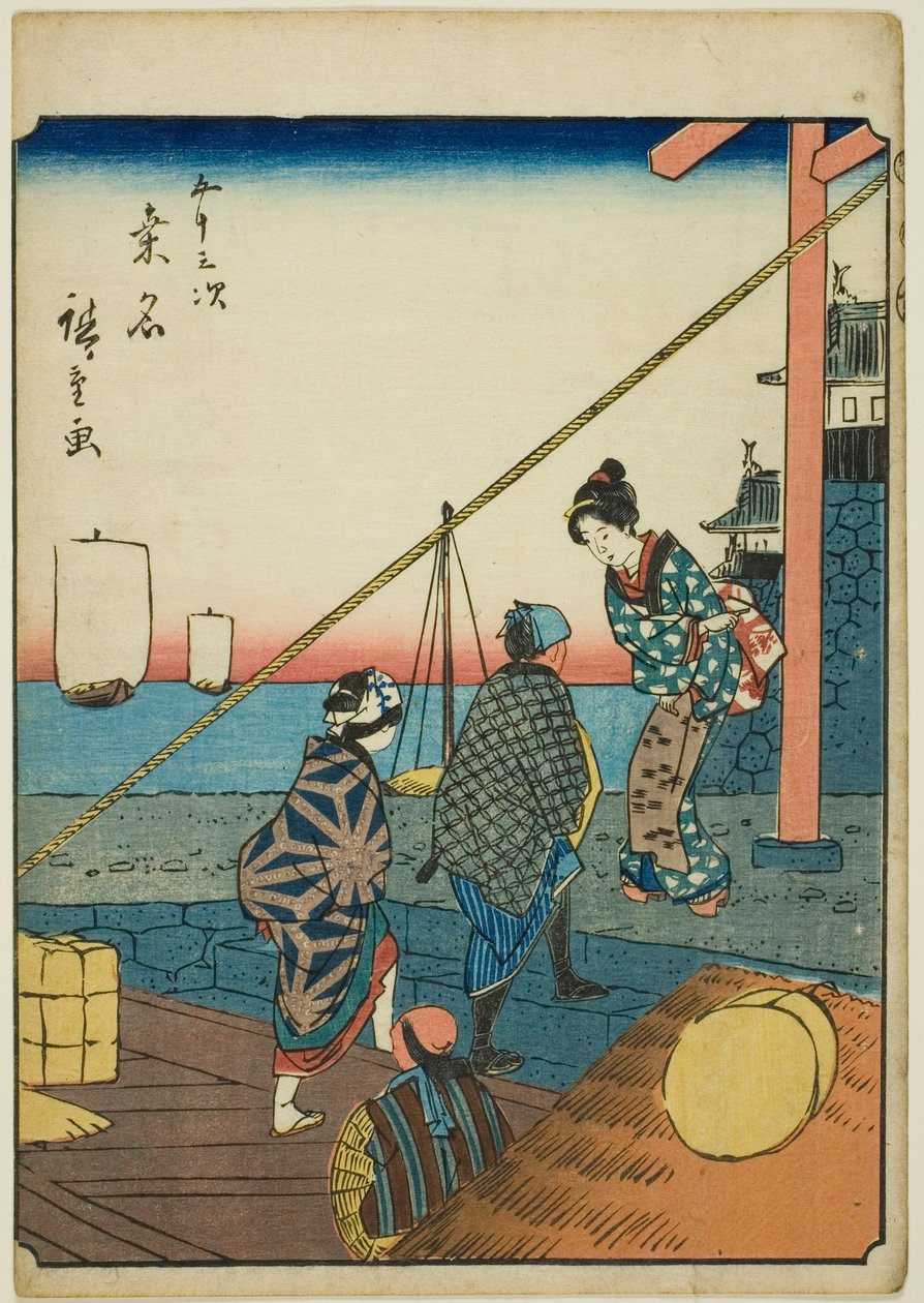 Kuwana, från seriens "fifty-three S tachi sound "of te urbanity" (Goshuyama nästa) ) av Utagawa Hiroshige