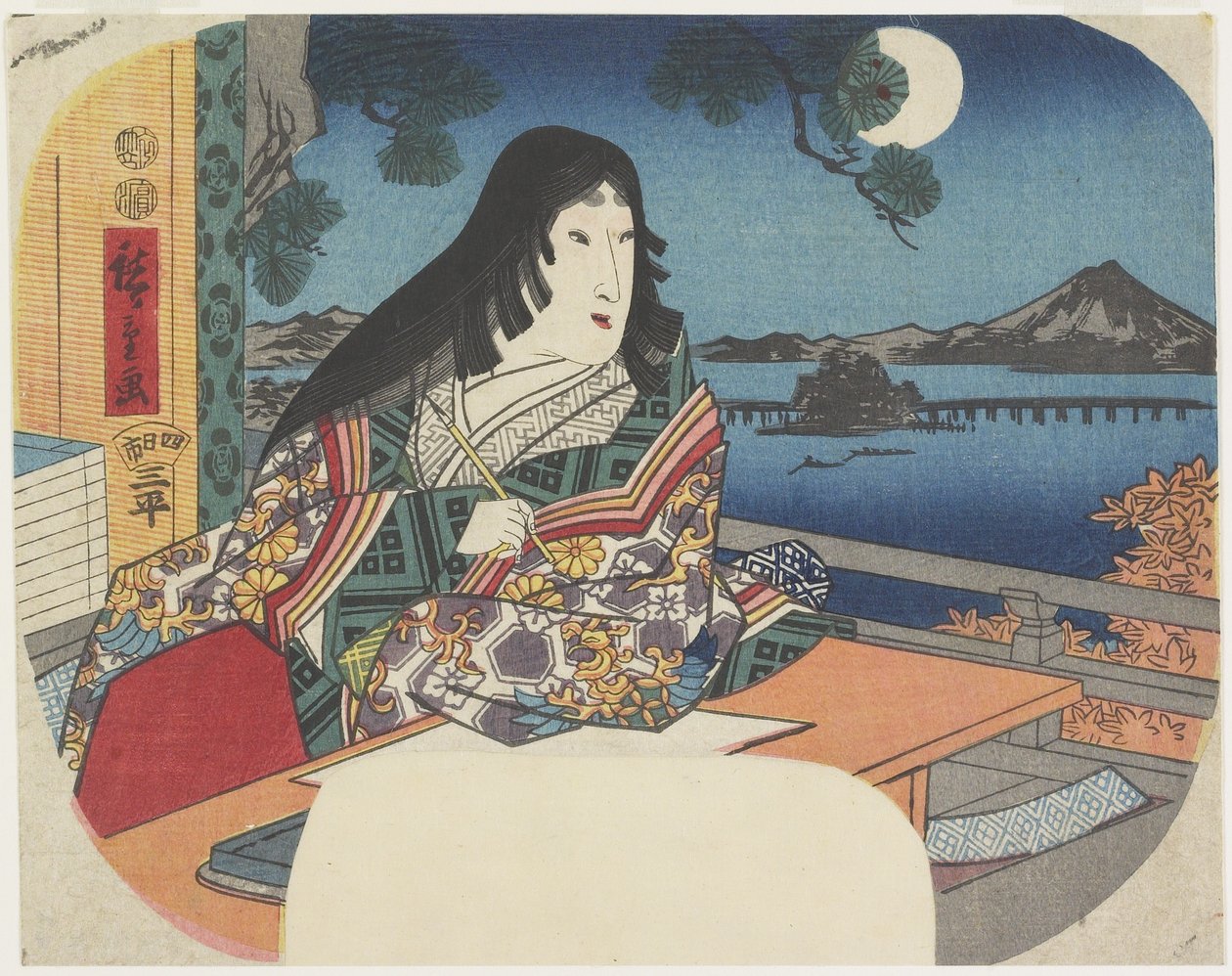 A dy lila vid Ishiyamadera hand MP, 1847-1848 av Utagawa Hiroshige