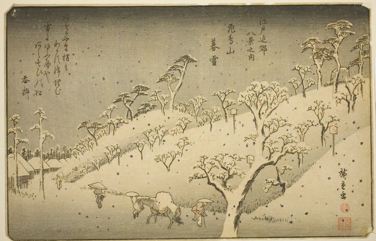Asukayama (Evening snow of Asukayama), från serien ``English view ws member Te Environs of Edo (one of the Eight Views of the Edo Bank)