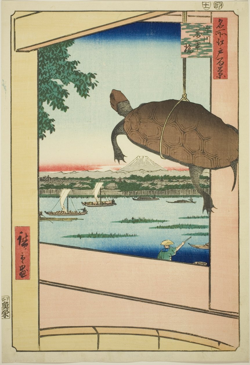 Manen Bridge, Fukagawa (Fukagawa Manenbashi), från serien ” av Utagawa Hiroshige