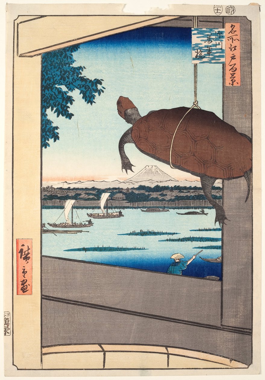 Mannen Bridge, Fukagawa, från serien "One Hundred Famous Views of Edo" av Utagawa Hiroshige