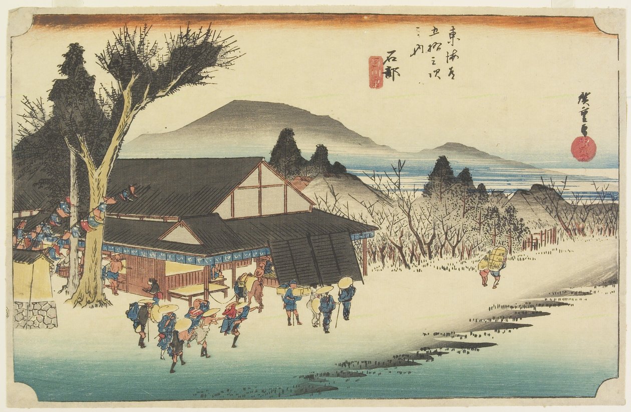 Megawa Vige, Ishibe, ca. 1833 av Utagawa Hiroshige
