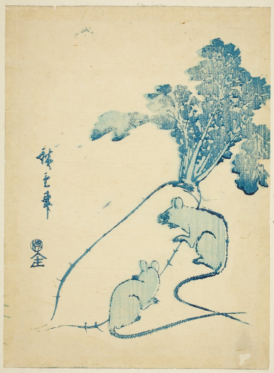 Möss och rädisa av Utagawa Hiroshige