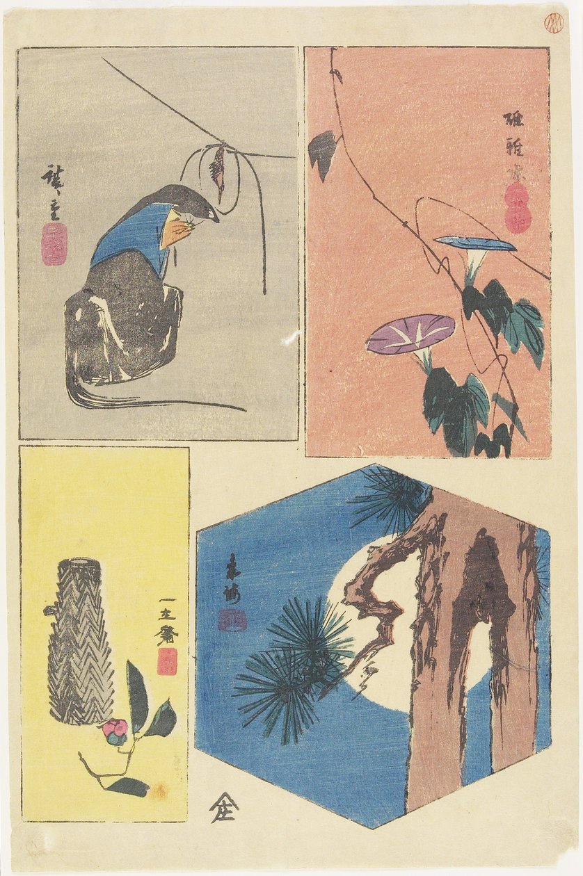 Blandat tryck av de berömda utsikterna över Edo, ca. 1857 av Utagawa Hiroshige