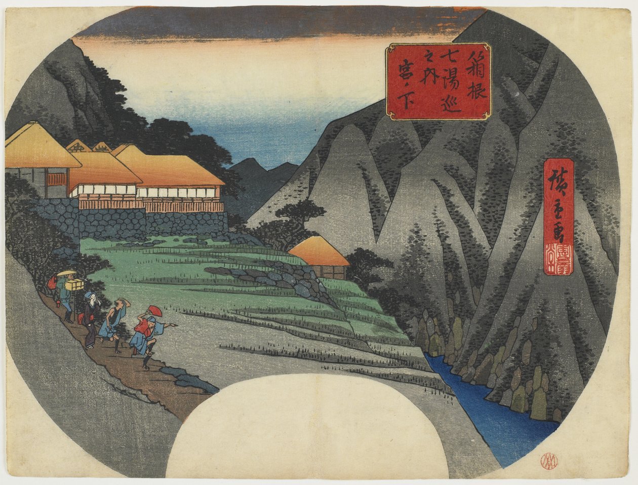 Miyanoshita, 1834-39 (träblock i färg) av Utagawa Hiroshige