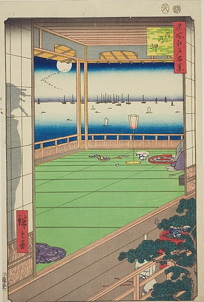 Månutsiktspunkt (Tsuki no misaki), nr 82 från serien "Hundra berömda vyer över Edo (Meisho Edo hyakkei)" av Utagawa Hiroshige