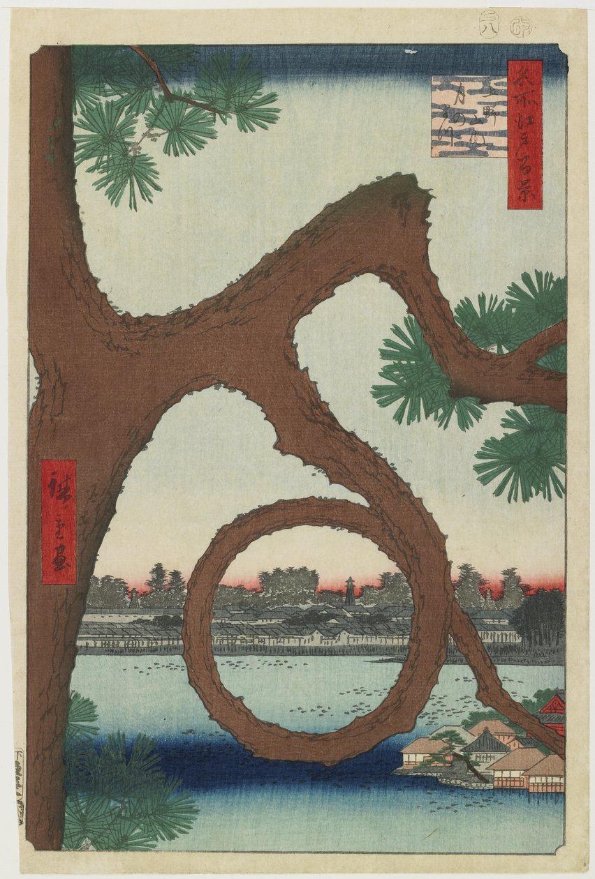 Moon Pine, Ueno Temple Precincts, augusti 1857 av Utagawa Hiroshige