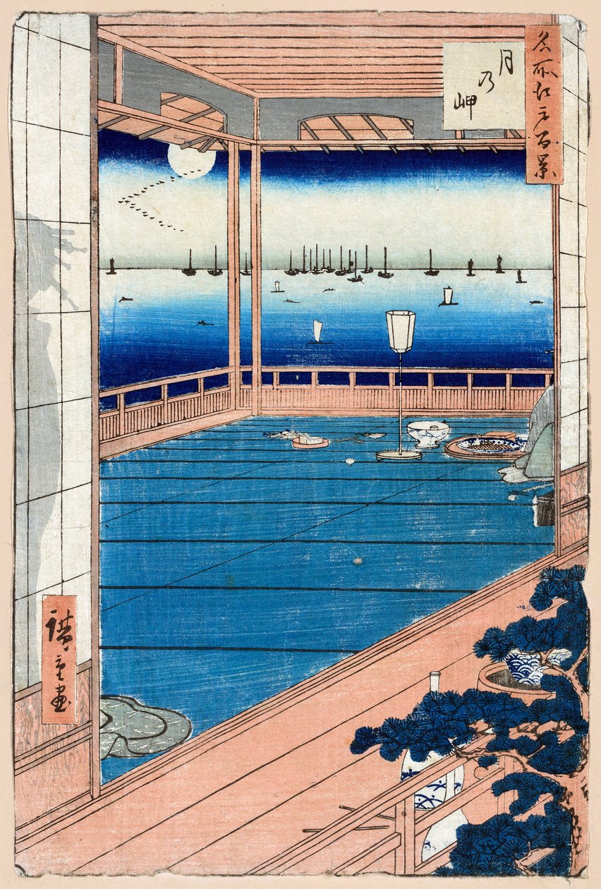 Moonlight Hundra berömda vyer av Edo, 1856-1858. av Utagawa Hiroshige