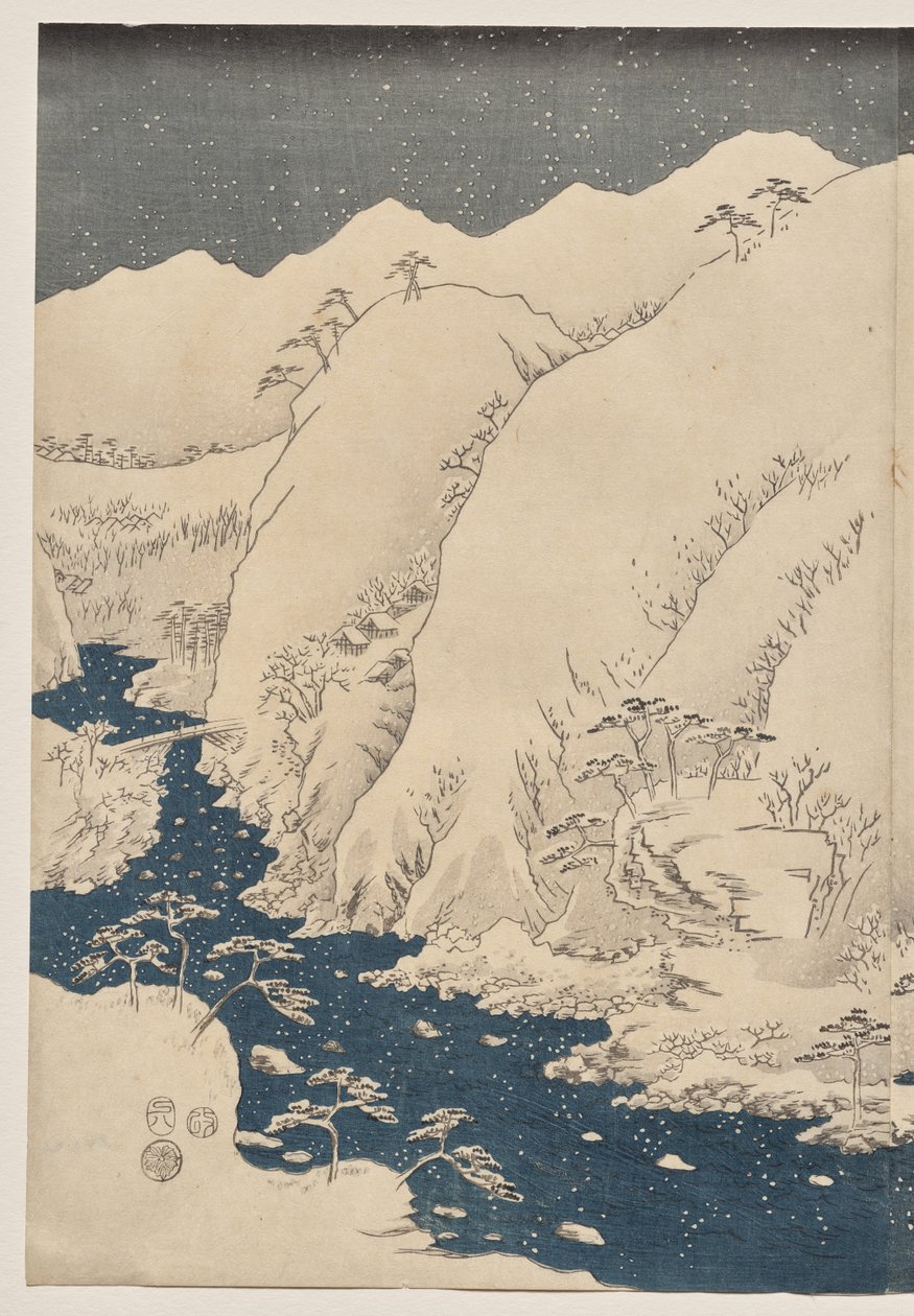 Berg och flod på Kiso Road av Utagawa Hiroshige
