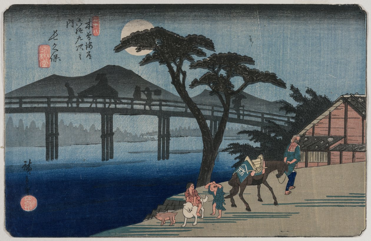 Nagakubo (Station 28) från serien Sixty-Nine Stations of the Kisokaido av Utagawa Hiroshige