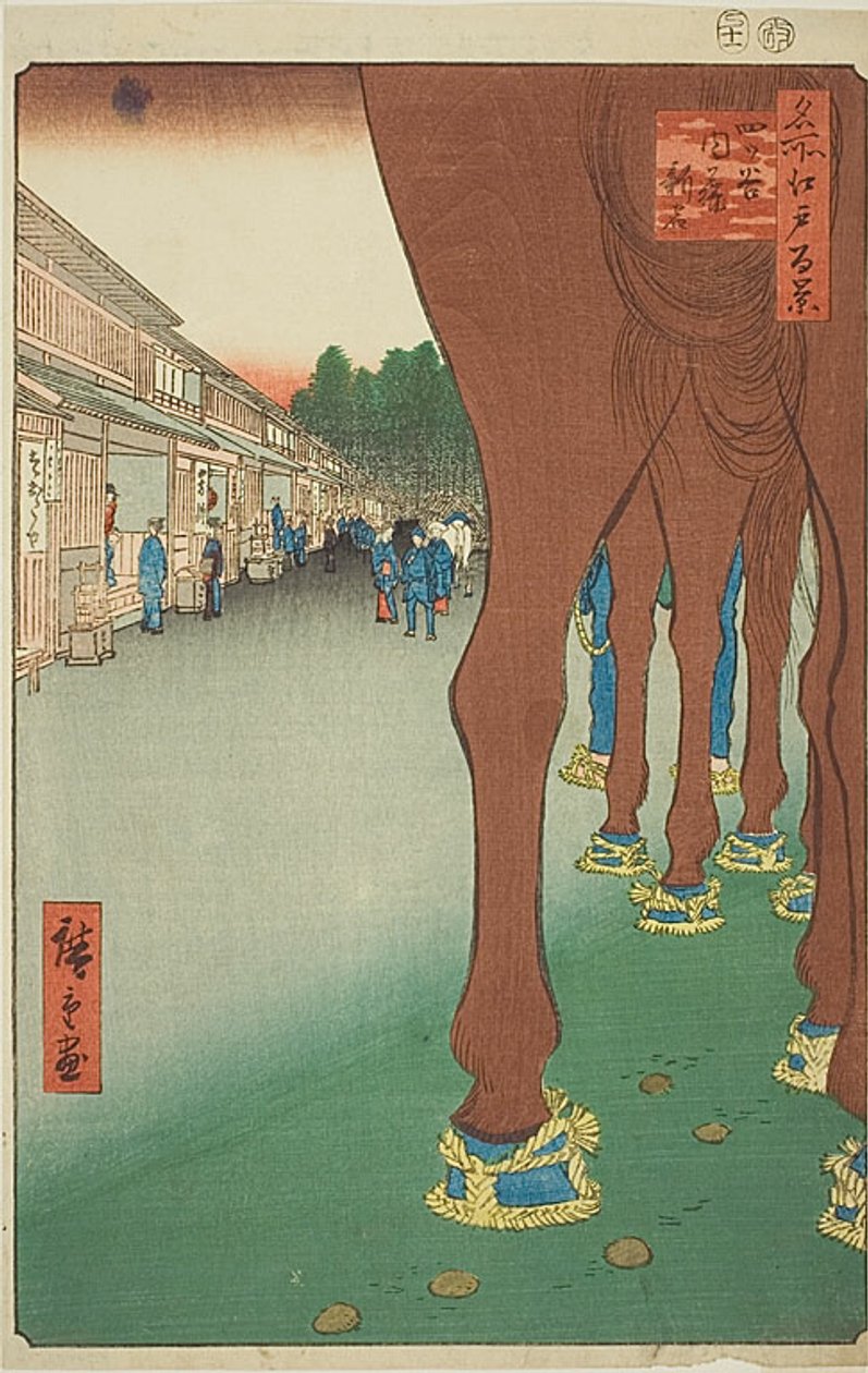 Naito Shinjuku vid Yotsuya (Yotsuya Naito Shinjuku), nr 86 från serien "Hundra berömda vyer över Edo (Meisho Edo hyakkei)" av Utagawa Hiroshige