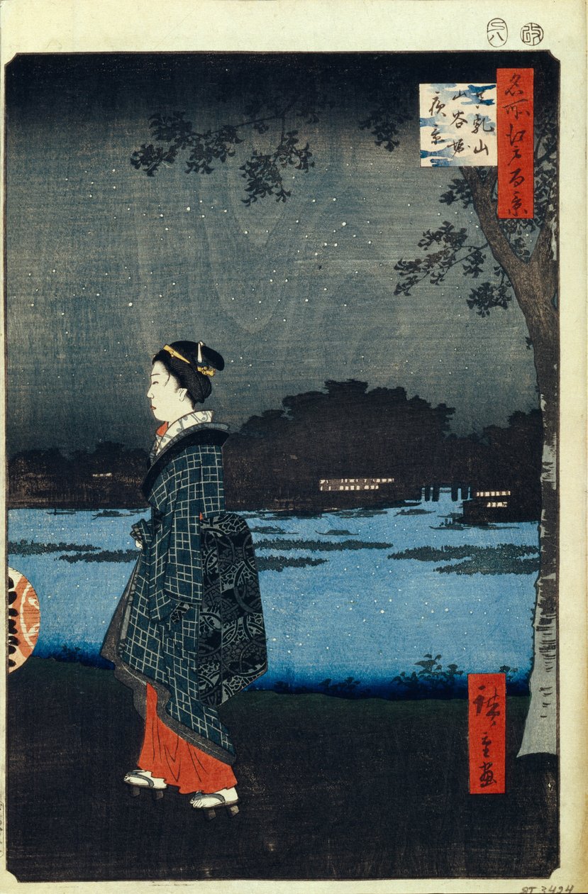 Nattvy över Matsuchiyama och Sanya-kanalen Hundra berömda utsikter över Edo, 1856-1858 av Utagawa Hiroshige