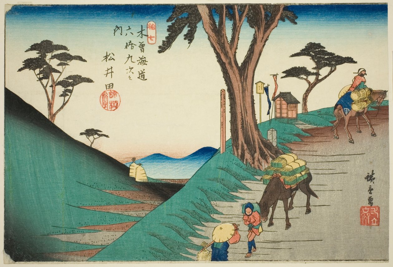 av. 17: Matsuida, från serien "Shi xty-nine S ta on the kisokaid (kisokaido rokujukyutsugi no uchi)" av Utagawa Hiroshige