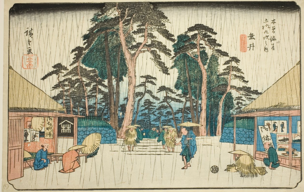 av. 58: Tarui, från serien "Shi xty-nine S taion s of the kisokaido" av Utagawa Hiroshige