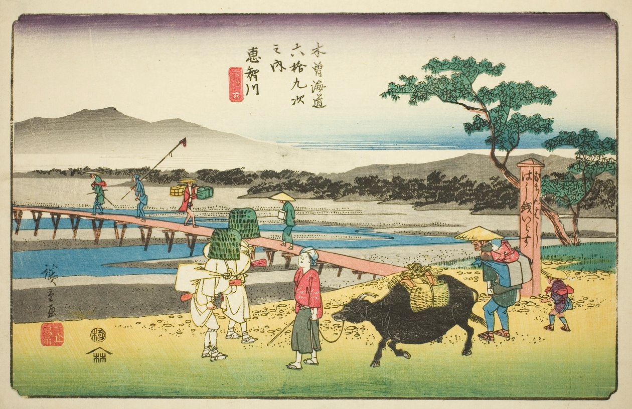 av. 66: Echikawa, från serien "Shi xty-nine S taion of te kisokaido" av Utagawa Hiroshige