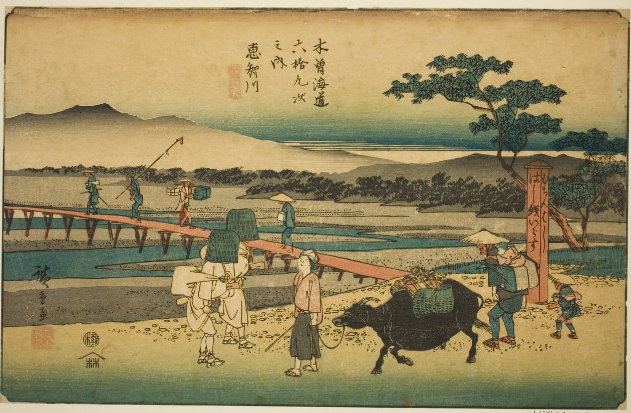 av. 66: Echikawa, från serien "Shi xty-nine S taion of te kisokaido" av Utagawa Hiroshige