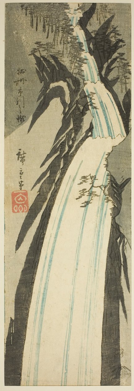 Nunobiki-vattenfallet i Settsu-provinsen (Sesshu Nunobiki no taki), från en onamnlad serie vyer över provinserna av Utagawa Hiroshige