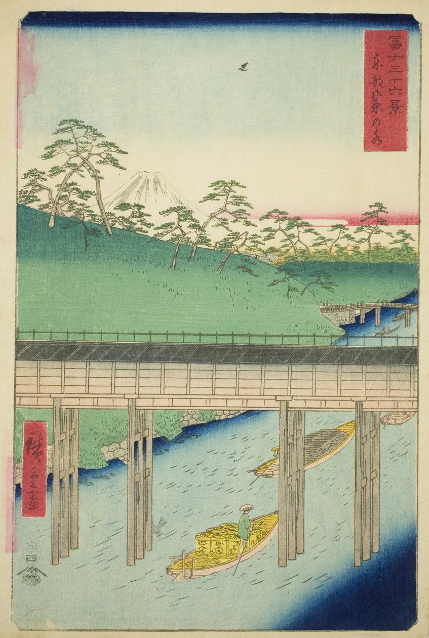 Ochanomizu i den östra huvudstaden (Toto Ochanomizu), från serien "Trettiosex utsikter över berget Fuji (Fuji sanjurokkei)" av Utagawa Hiroshige