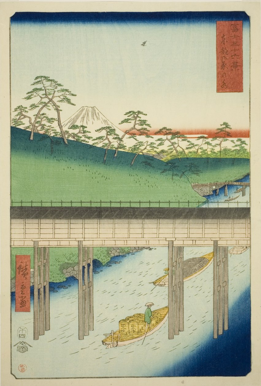 Ochanomizu i den östra huvudstaden (Toto Ochanomizu), från serien "Trettiosex utsikter över berget Fuji (Fuji sanjurokkei)" av Utagawa Hiroshige