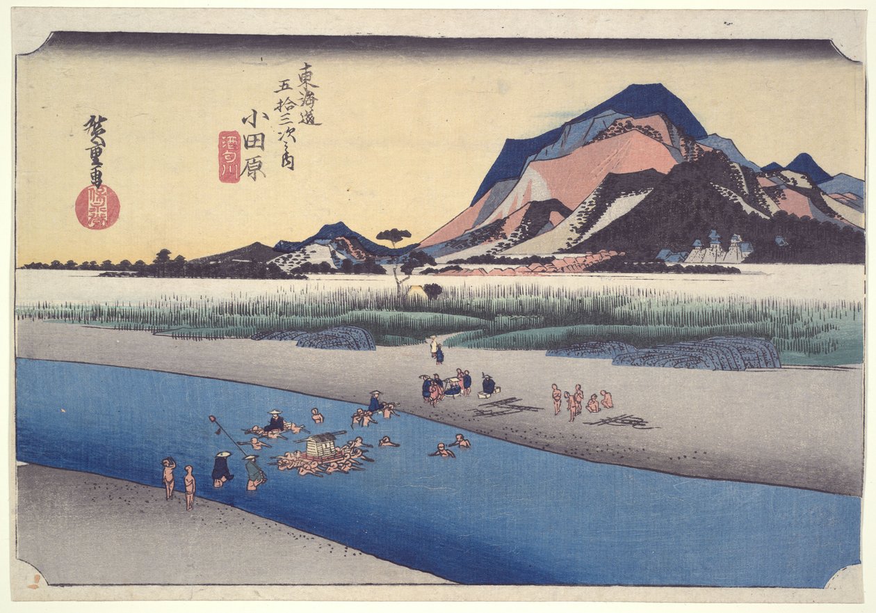 Odawara Sakawa-gawa, ur serien ”De femtiotre stationerna längs Tōkaidō” av Utagawa Hiroshige