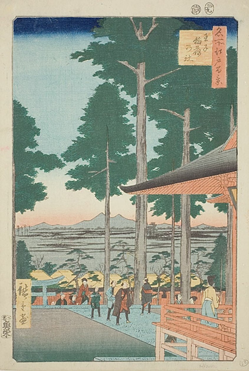 Oji Inari Shrine (Oji Inari no yashiro), nr 18 från serien "Hundra berömda vyer över Edo (Meisho Edo hyakkei)" av Utagawa Hiroshige