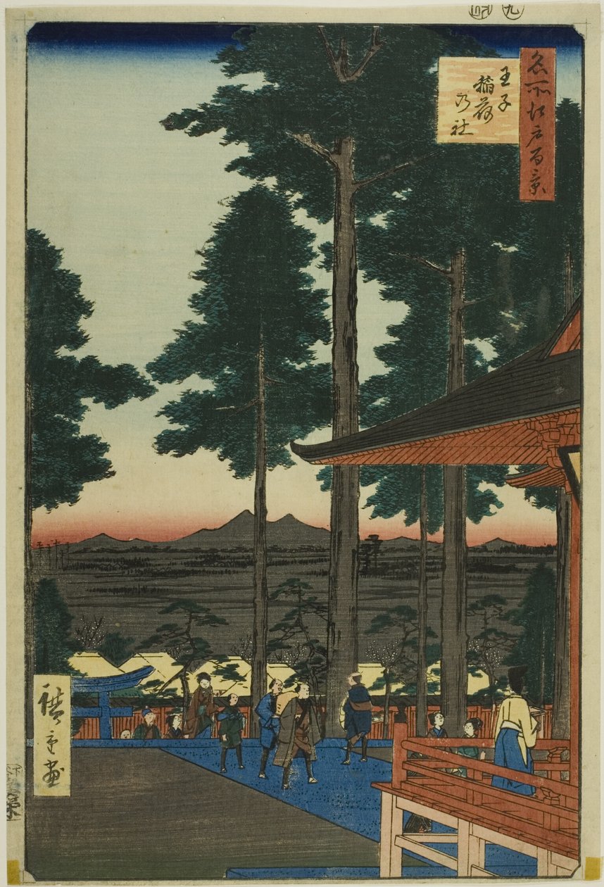 Oji Inari Shrine (Oji Inari no yashiro), från serien "Hundra berömda vyer över Edo (Meisho Edo hyakkei)" av Utagawa Hiroshige