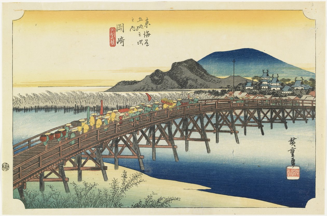 Okazaki-Yahagi B motivering, ca. 1833 av Utagawa Hiroshige