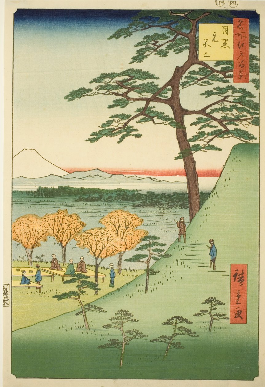 Original l Fuji, Meguro (Meguro Motofuji), från seriens ``Ridge for ridge d re d fa net s views of Edo (E hundra berömda vyer av Edo)