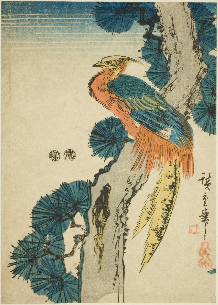 Fasan och tall av Utagawa Hiroshige