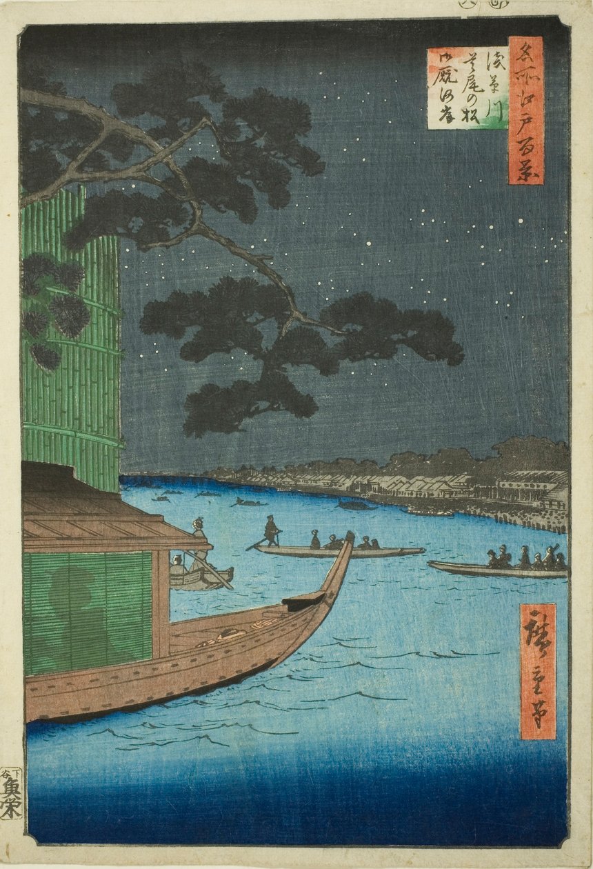 Pine f Sutto s Plan d Mtable, Asakusa River (Asakusa River Defensive Pine Horse och svält), 100 visningar) av Utagawa Hiroshige