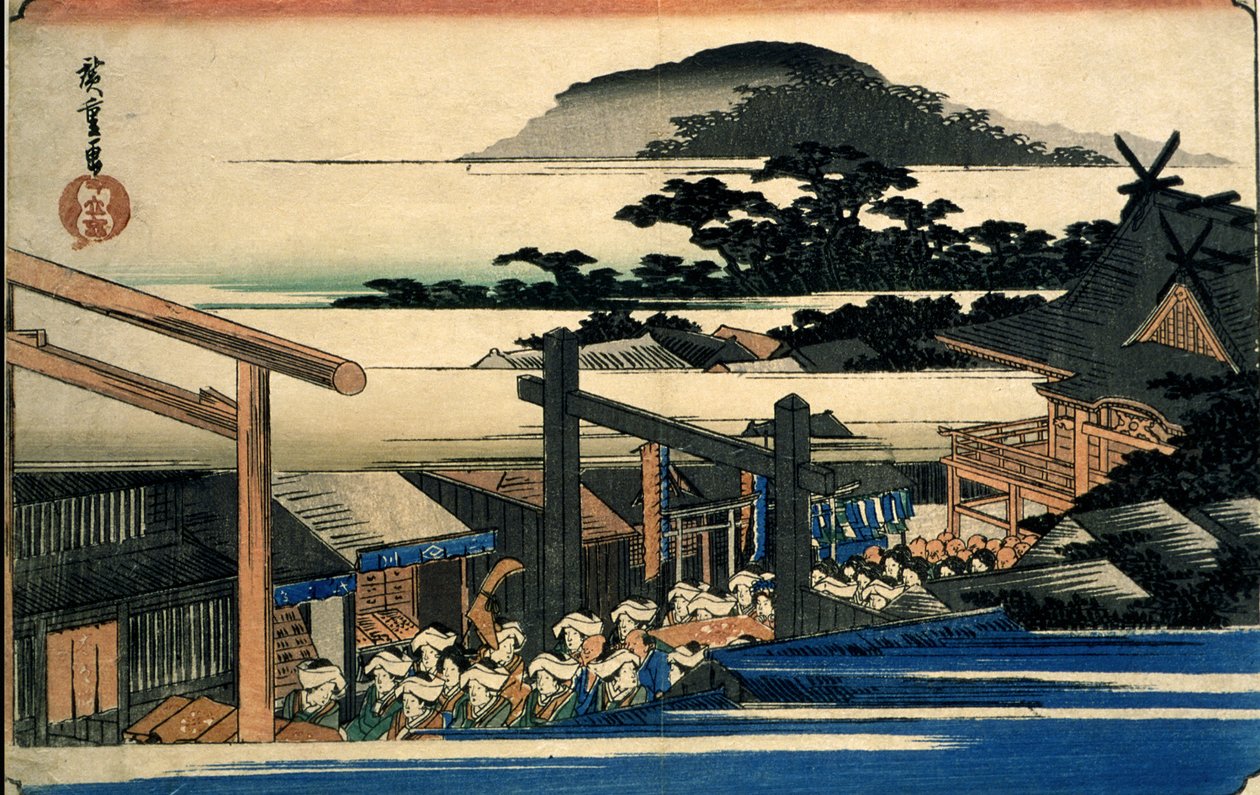 Området kring Shiba Shinmei-helgedomen (Shiba Shinmei keidai) av Utagawa Hiroshige