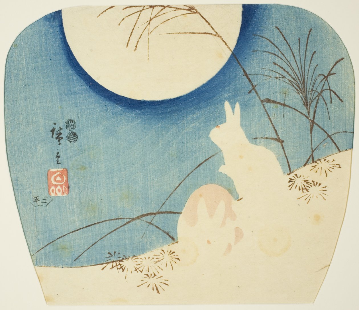 Kaniner i månsken av Utagawa Hiroshige