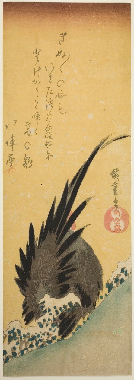 Tupp på en sluttning på vintern av Utagawa Hiroshige