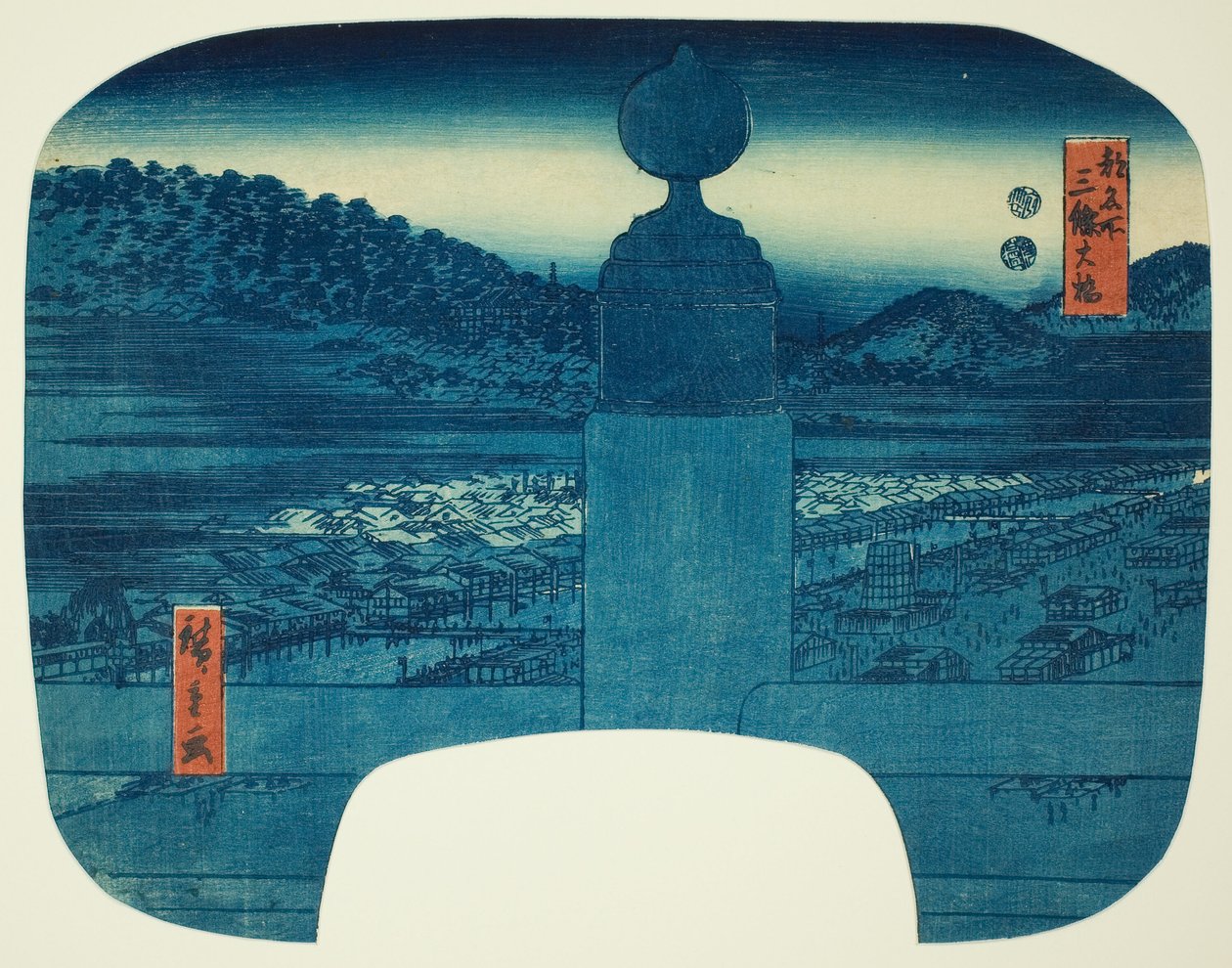 Sponsrad av B Ridge (tre dotter ätpinnar), från serie s av Utagawa Hiroshige