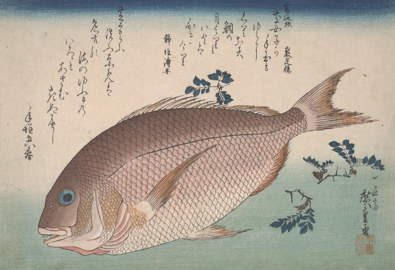 Sea Bream and Sansho Pepper, ca 1830 av Utagawa Hiroshige