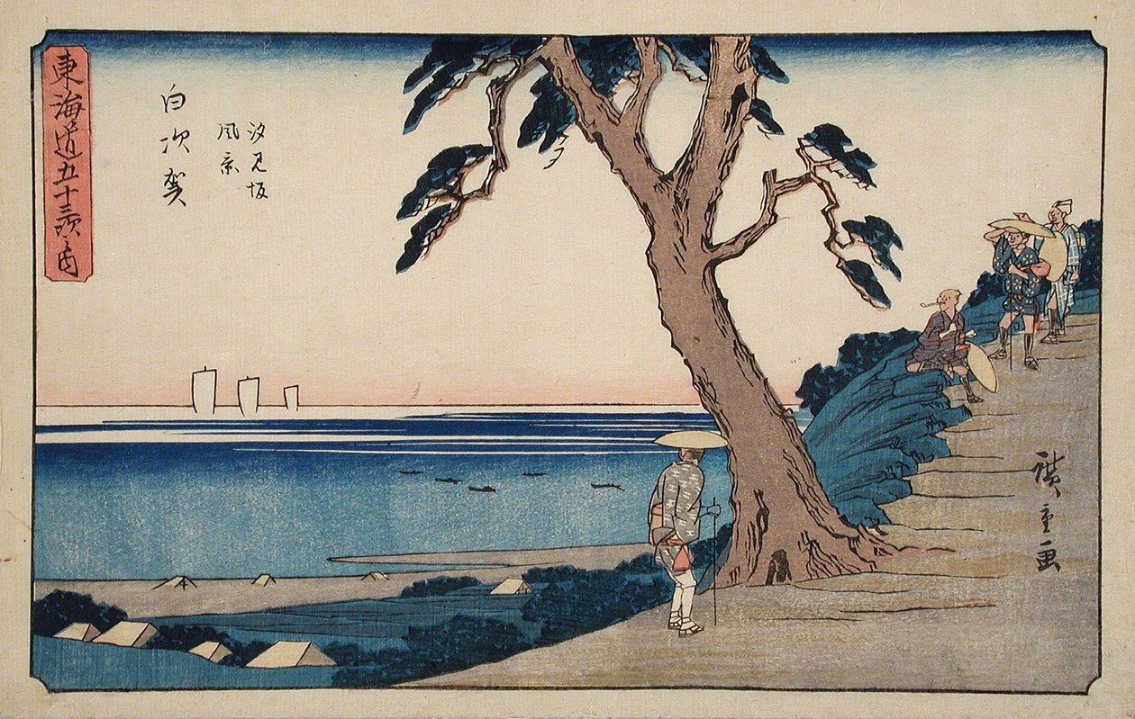Shirasuka, utsikt från Shiomizaka-sluttningen av Utagawa Hiroshige