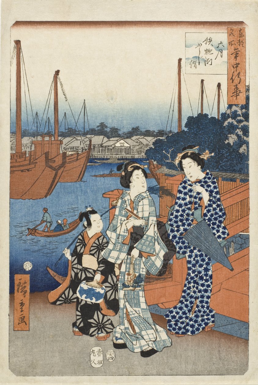 Sjätte månaden, besök för att se Fuji, Teppozu av Utagawa Hiroshige