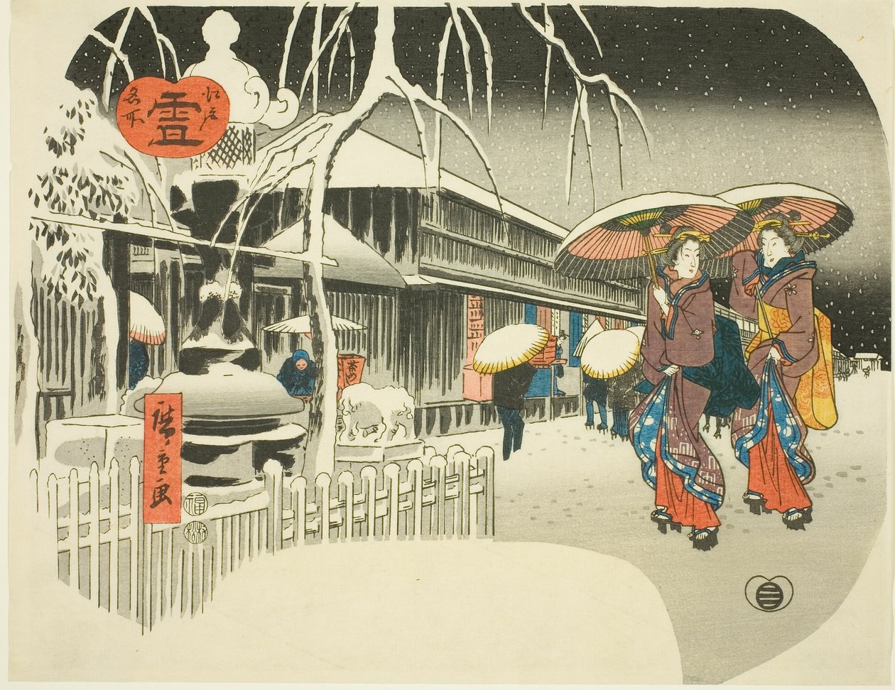 Snow (Yuki), från serien "Famous Places of Edo (Edo meisho)" av Utagawa Hiroshige