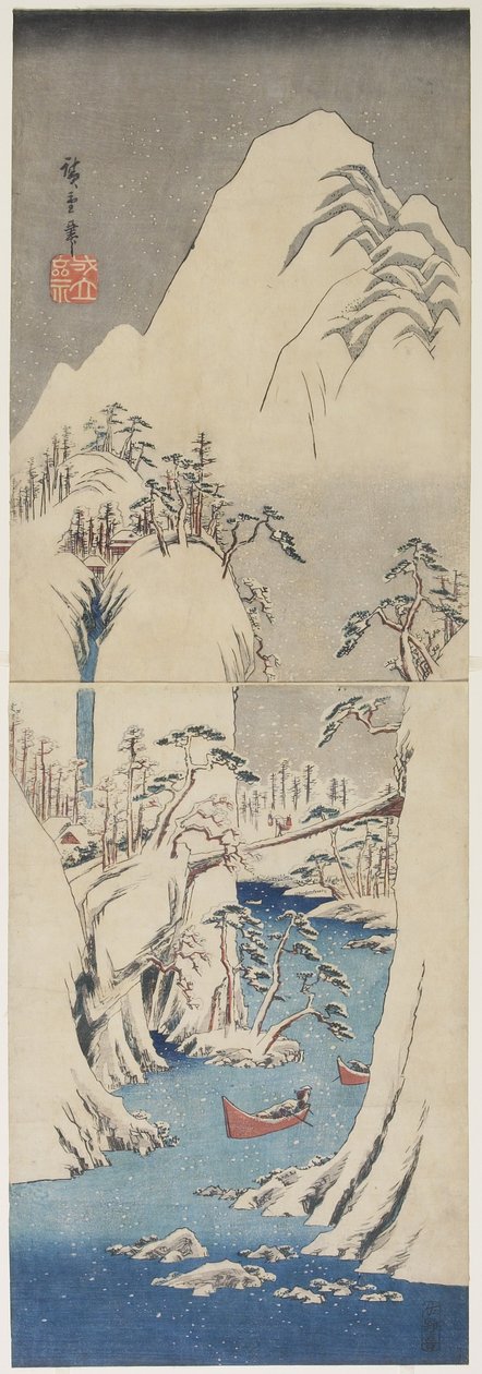 Snöscen vid Fuji-floden, ca 1842 av Utagawa Hiroshige