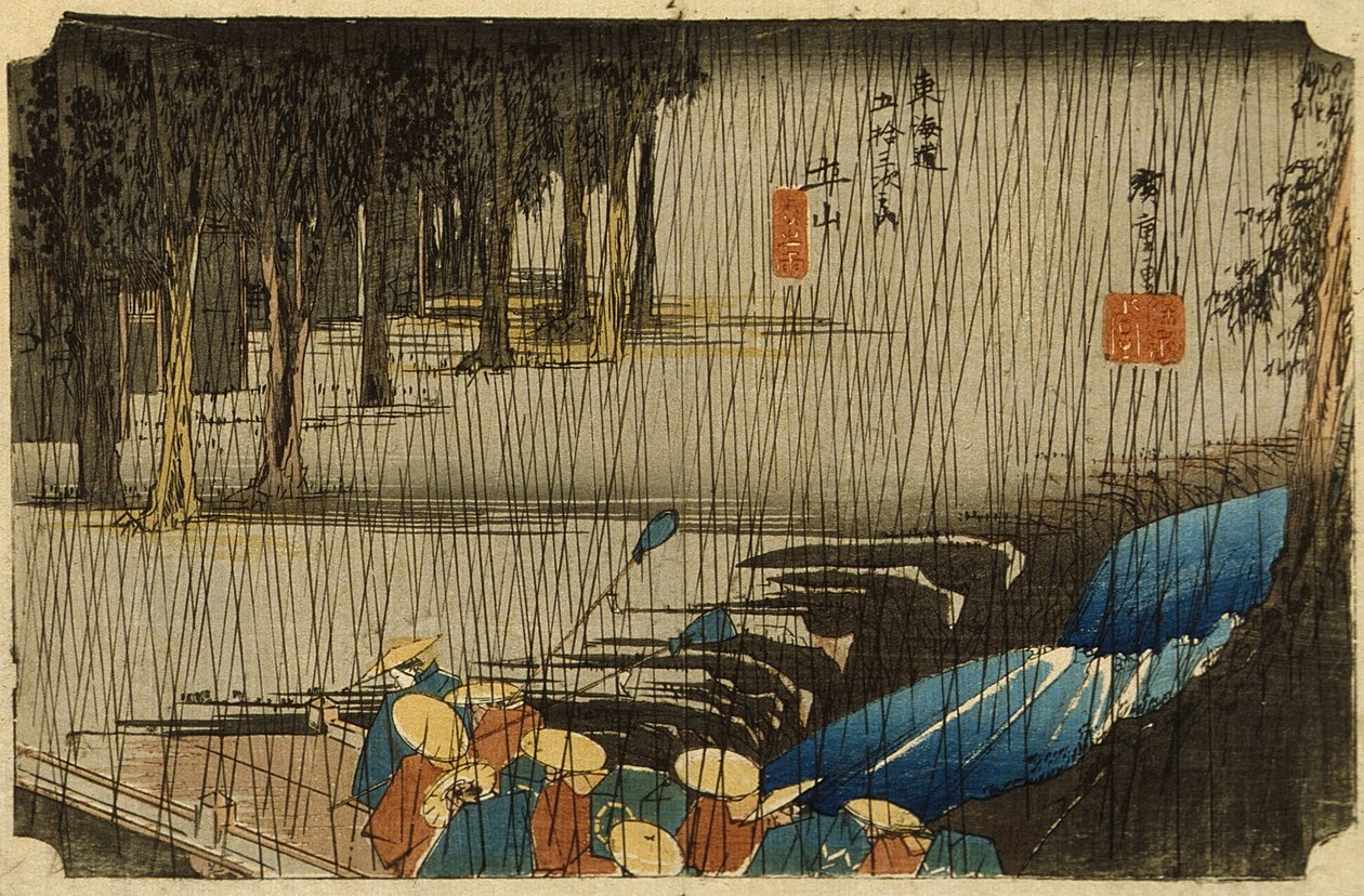 Vårregn vid Tsuchiyama av Utagawa Hiroshige