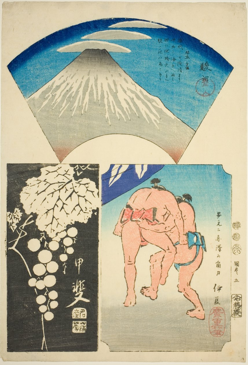 Suruga, Kai och Izu, nej. 5 från serien "Utklippta bilder av provinserna (Kunizukushi harimaze zue)" av Utagawa Hiroshige