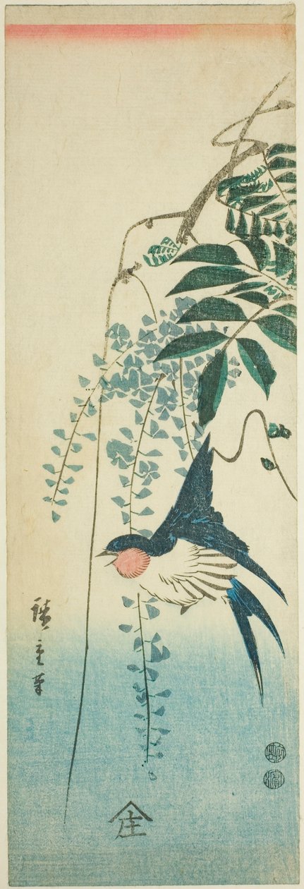 Svala och blåregn av Utagawa Hiroshige