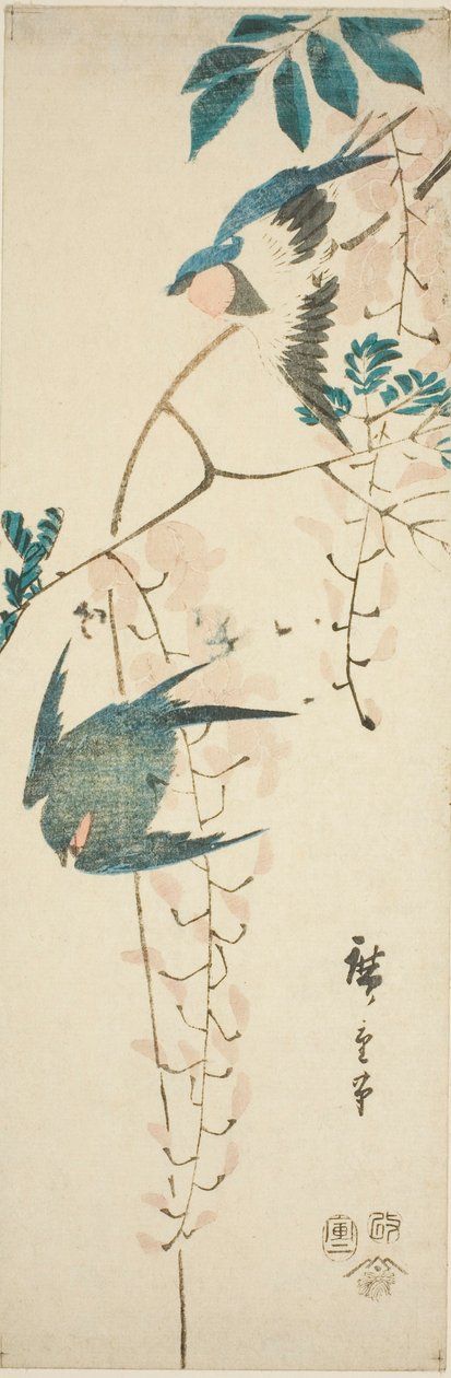 Svalor och blåregn av Utagawa Hiroshige
