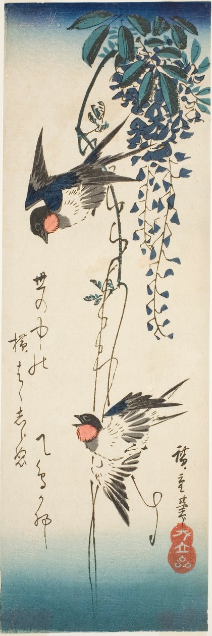 Svalor och blåregn av Utagawa Hiroshige