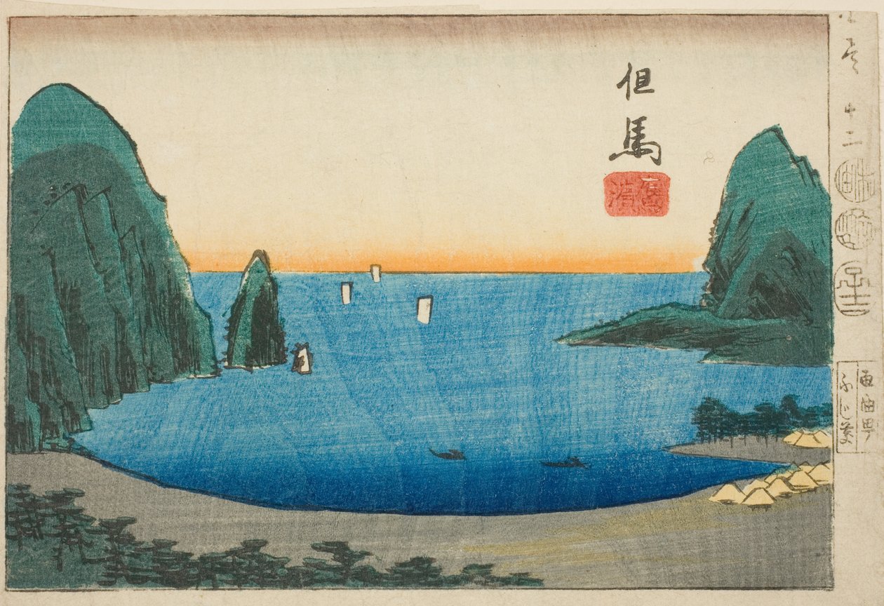 Takanohama i Tajima, sektion av ark nr. 12 från serien "Utklippta bilder av provinserna (Kunizukushi harimaze zue)" av Utagawa Hiroshige
