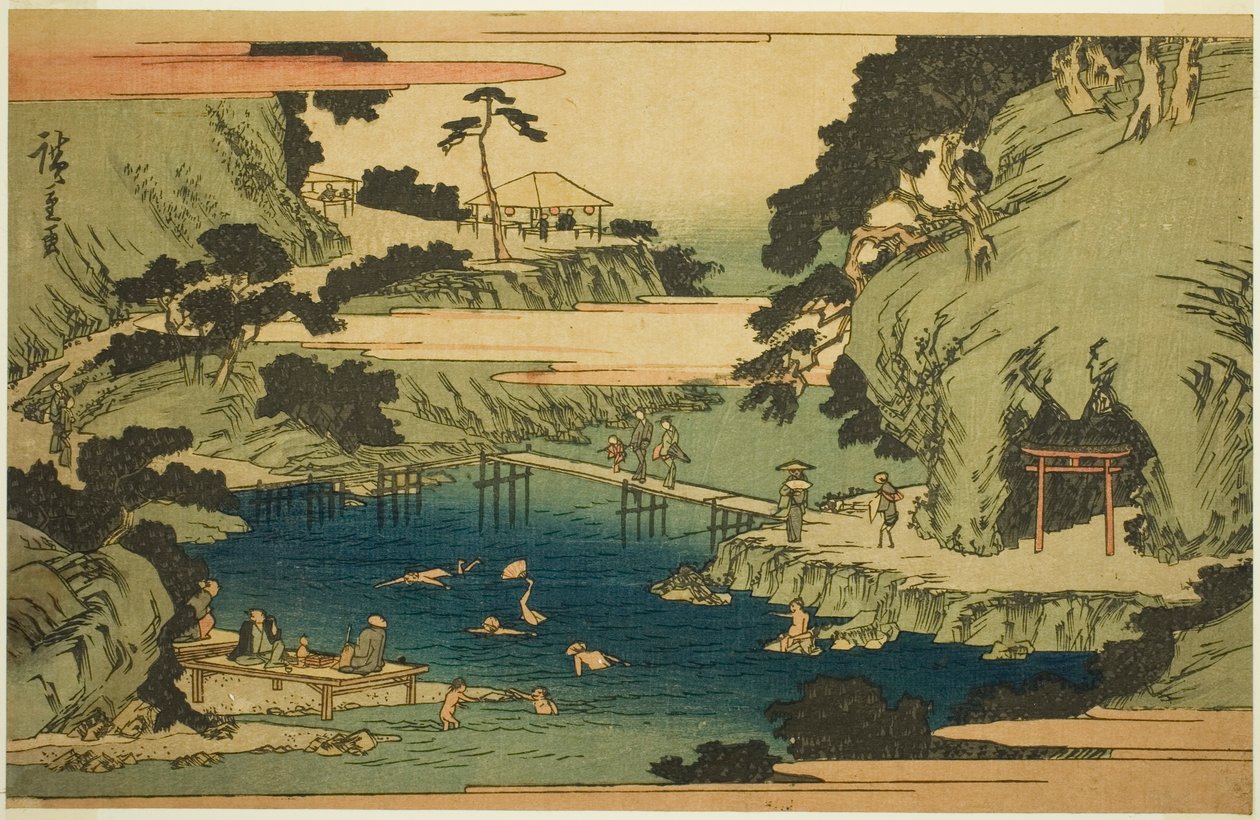 Takinogawa at Oji (Oji Takinogawa), från serien "Famous Places in the Eastern Capital (Toto meisho)" av Utagawa Hiroshige