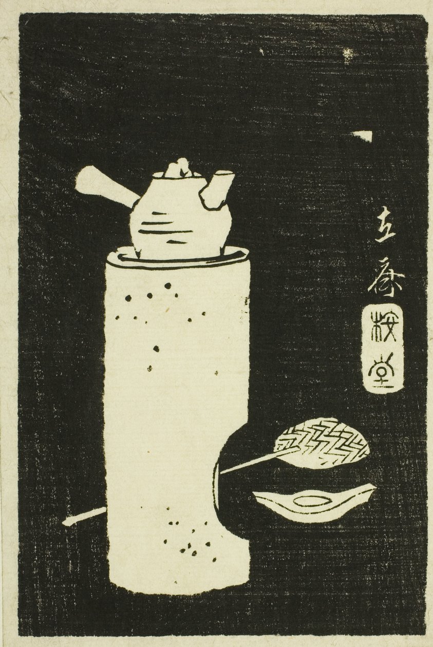 Tea Kettle, del av ett ark från serien "Mirror of Stone Rubbings of Views of the Provinces" (Kohon meihitsu ishizuri kagami) av Utagawa Hiroshige