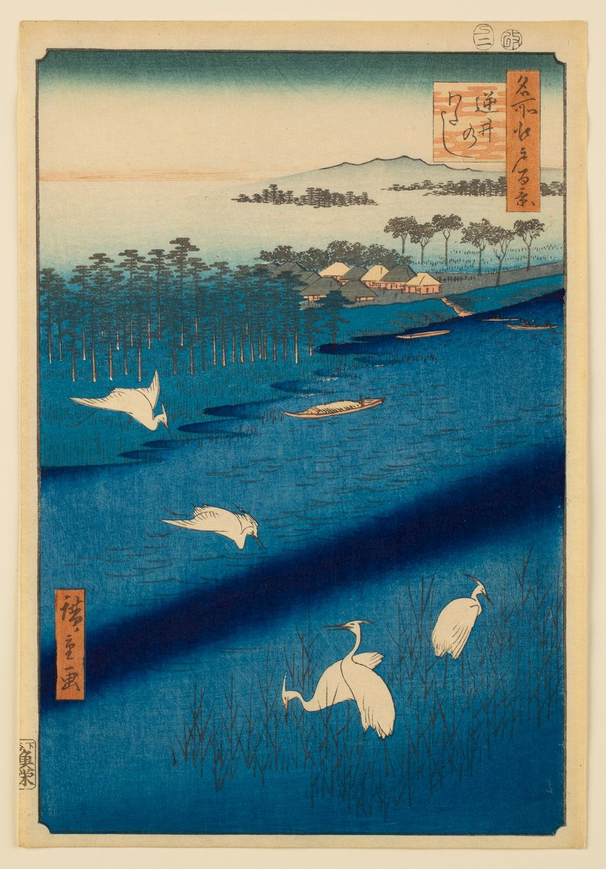 Färjeöverfarten vid Sakasai, ur serien ”Hundra berömda vyer över Edo” av Utagawa Hiroshige